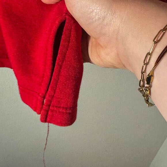 Vintage 90s Laura Daniels Red Plaid Layered Look Half-Zip Sweatshirt - Picture 5 of 5